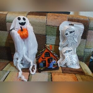 Set Ghost with Pumpkin Witch And Mummy Decorative Set
